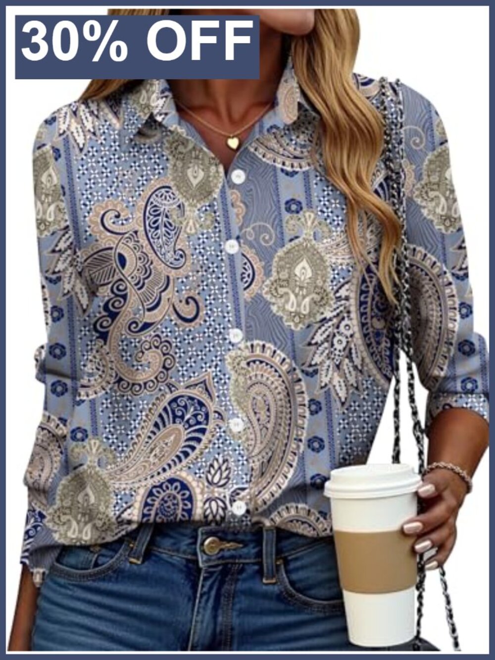 Zeagoo Women's Button Down Shirt Long Sleeve Blouse V-Neck Work Top